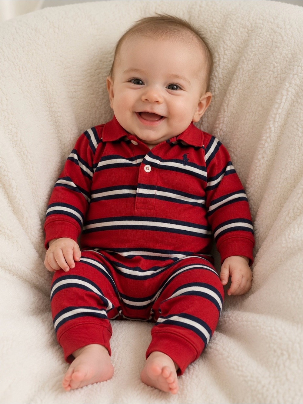 Ralph Lauren Boys Striped Cotton Jersey Coverall